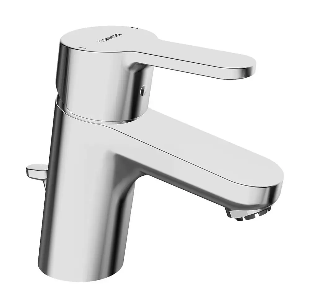 Waschtischmischer von HANSA mit einem Hebel und glänzender Oberfläche, geeignet für Badezimmeranwendungen.